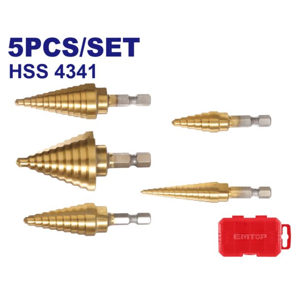 Juego de 5 mechas escalonadas HSS 4341 EMTOP Industrial