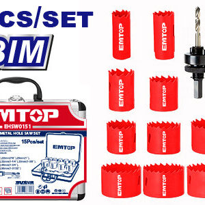 Juego de sierra copa HSS bimetal 15 pzs EMTOP