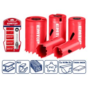 Set 7 pzs mecha HSS bimetal c/soporte 22-38mm EMTO