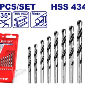 Juego de mechas AR HSS 4341 9 pzs 2 a 10mm EMTOP E