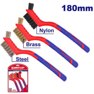 Set de 3 cepillos 180mm nylon, laton y acero Industrial
