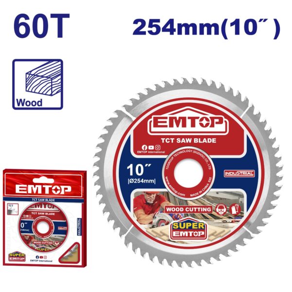 Sierra Circular 254Mm 60T D.30Mm Y Buje 25,4 Y16Mm  EMTOP