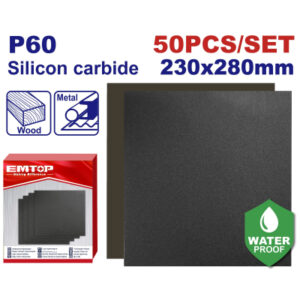 Lija Al Agua 230X280Mm Industrial Gr.60 X 50 Hojas Emtop Ehsp006016
