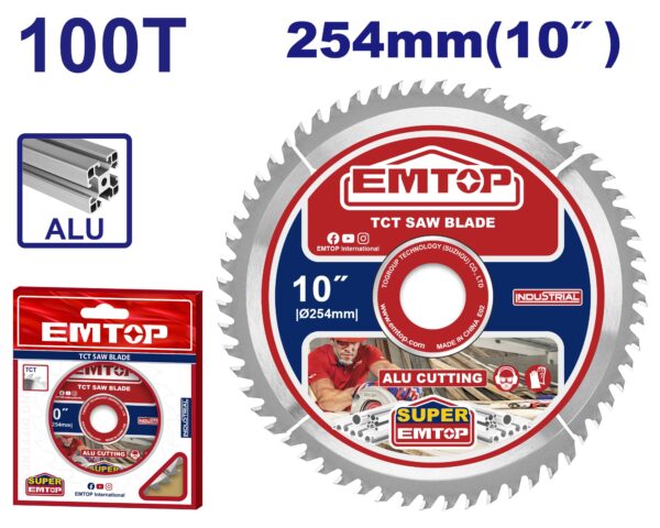 Sierra Circular P/aluminio 254Mm 100T Buje De 16,25 Y 30Mm EMTOP