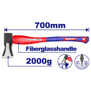 Hacha de partir 2000grs cabo 700mm fibra y grip Em