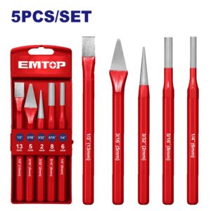 Juego de punzones y cincel 5 unid TOP VALUE EMTOP