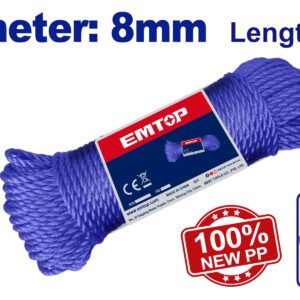 Rollo soga PP 8mm x 15Mt TV EMTOP EMRZ1308