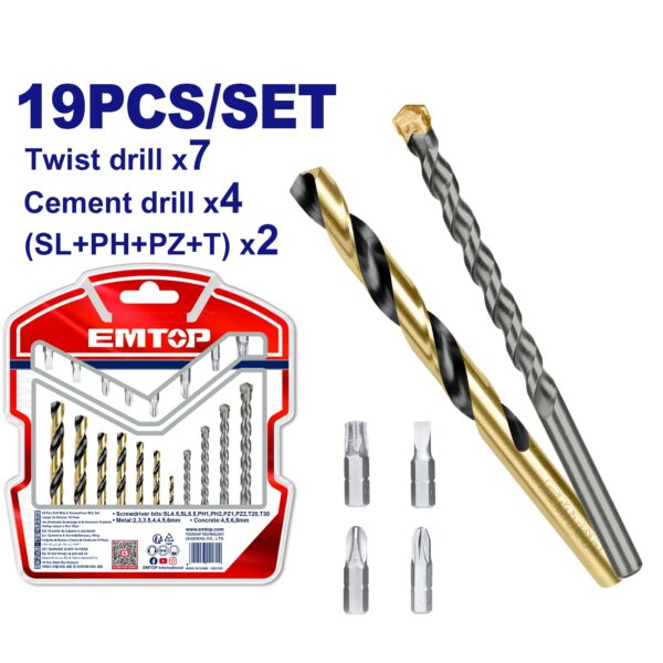 Set de 19 pz puntas y mechas AR y Widia EMTOP ECBD
