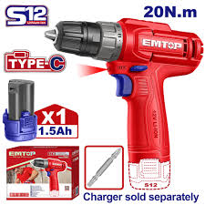Taladro Ator 12V 20Nm 1Bat Usb Emtop