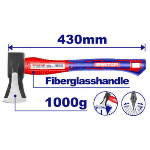 Hacha de partir 1000grs cabo 430mm fibra y grip Em
