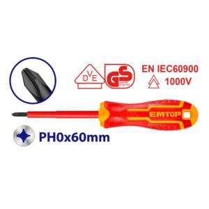 Destornillador 1000V Certif INDUSTRIAL PH0x60mm Cr